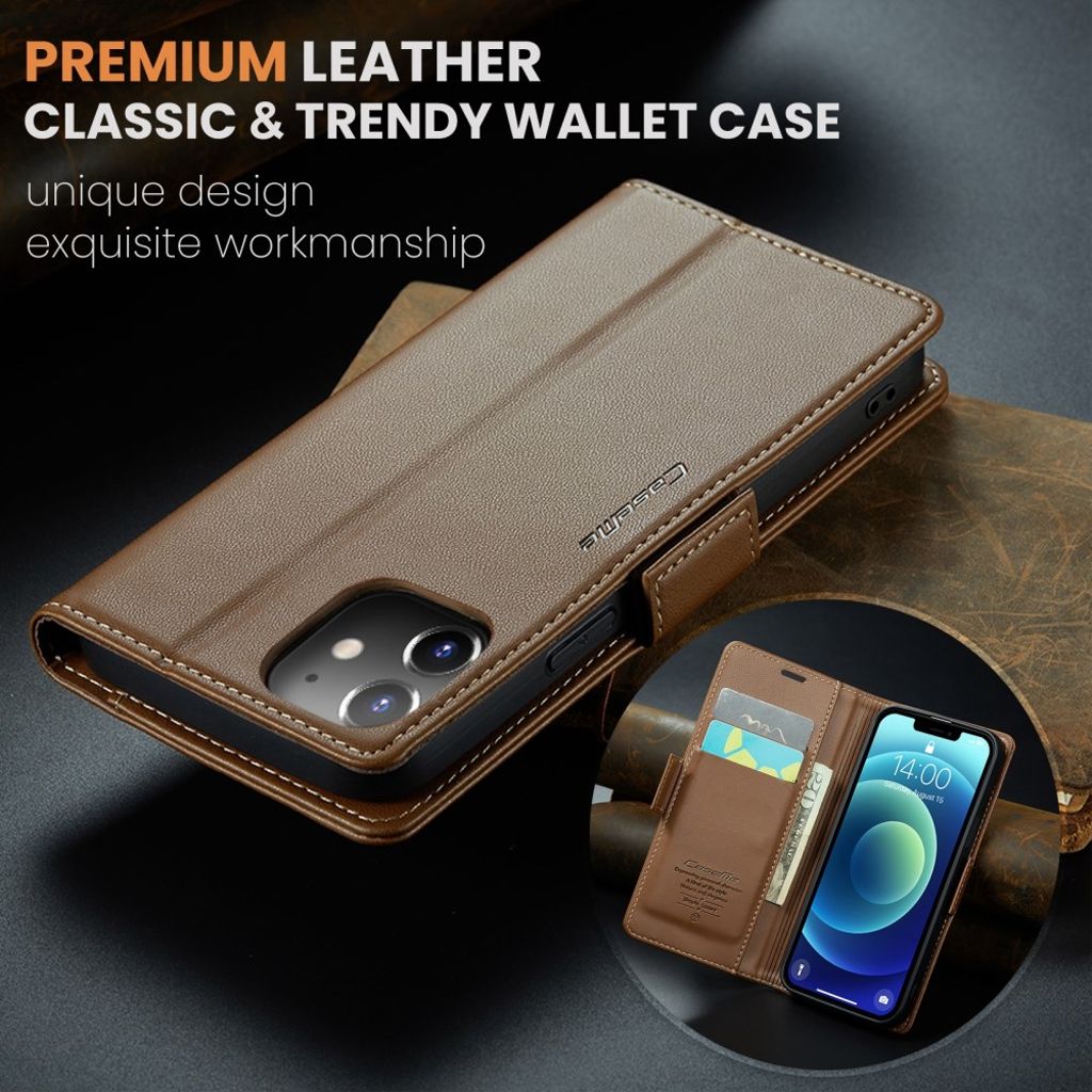 CASEME iPhone 12 Mini Wallet Cover with Stand - Brown