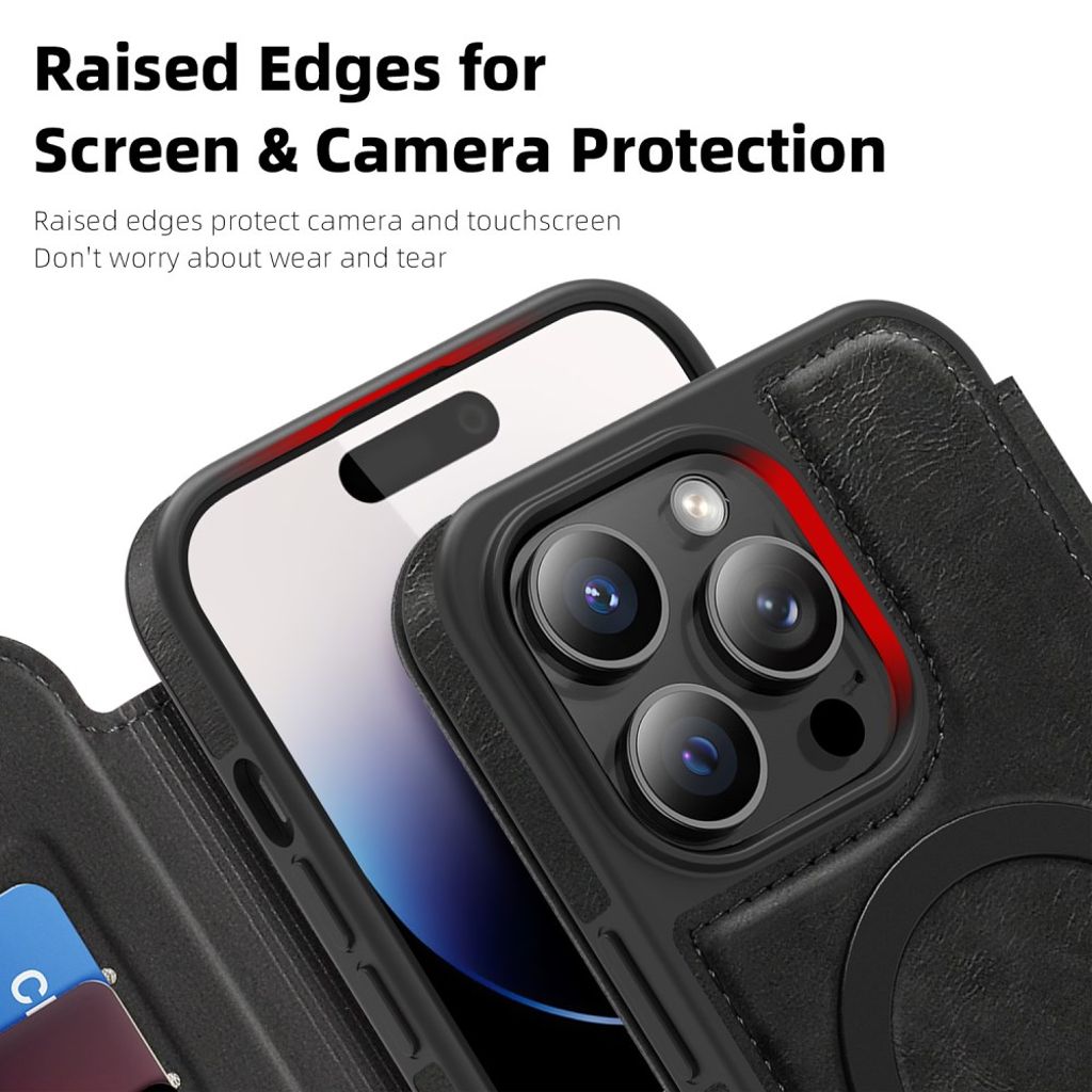 iPhone 14 Pro Wallet Cover MagSafe RFID Blocking - Black