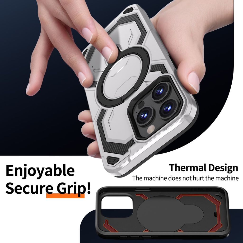 iPhone 13 Pro Max Magneettinen Kuori Rengaspidikkeellä - Harmaa