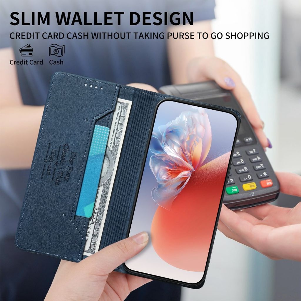 DIERFENG iPhone 18 Pro Max/17 Pro Max Lommeboketui RFID-blokkerende - Blå