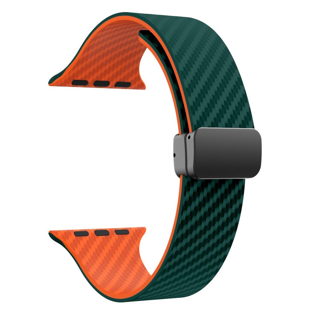 Apple Watch 42 / 41/ 40 / 38mm Klockarmband kolfibertextur - Turkos/Orange
