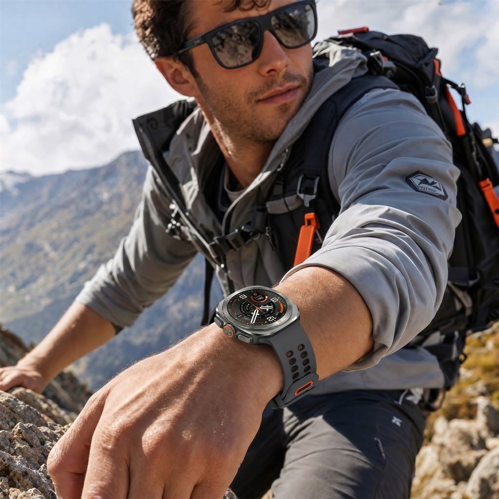 Samsung Galaxy Watch Ultra/Ultra2 Tofarget silikon klokkerem med dobbel spenne - Svart
