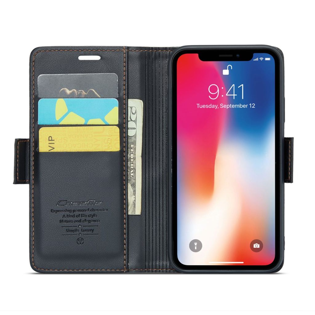 CASEME iPhone XS Max Pungetui RFID-Blokerende 3 Kortplads – Sort