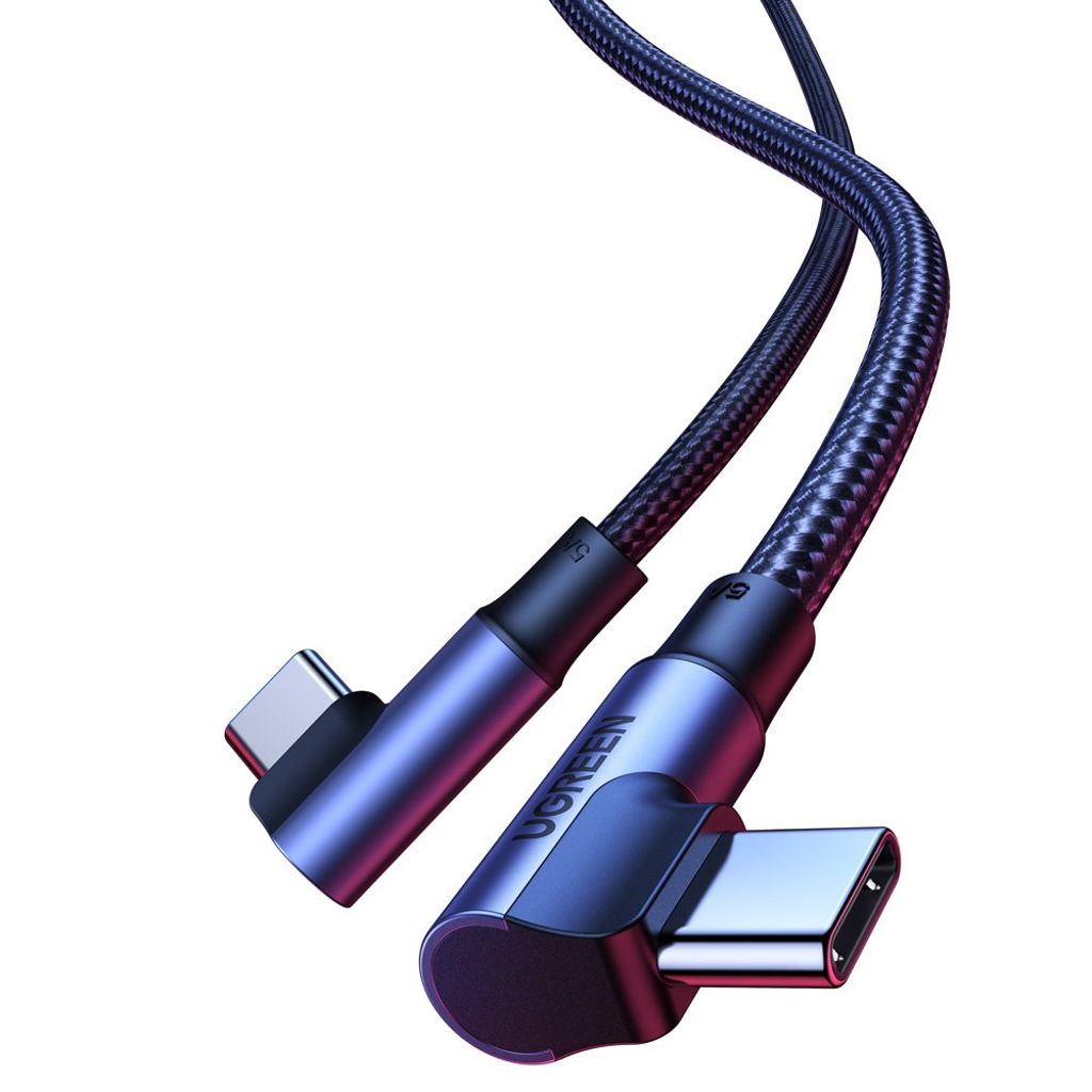 Ugreen US335 USB-C til USB-C vinkelkabel 100W 2m svart