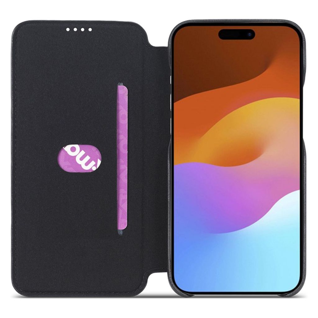 LC.IMEEKE iPhone 15 Wallet Cover Stand/Card Holder - Black