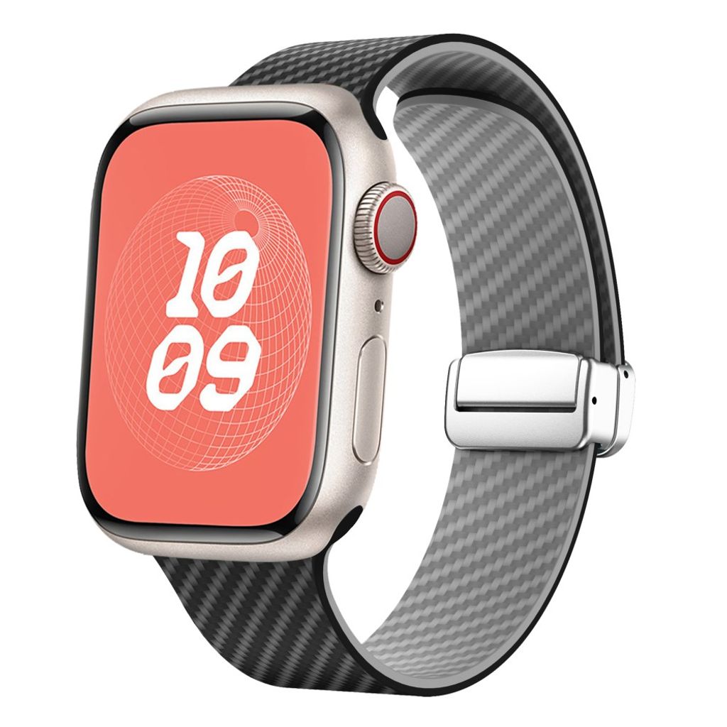 Apple Watch 42 / 41/ 40 / 38mm Klockarmband kolfibertextur - Svart/Grå