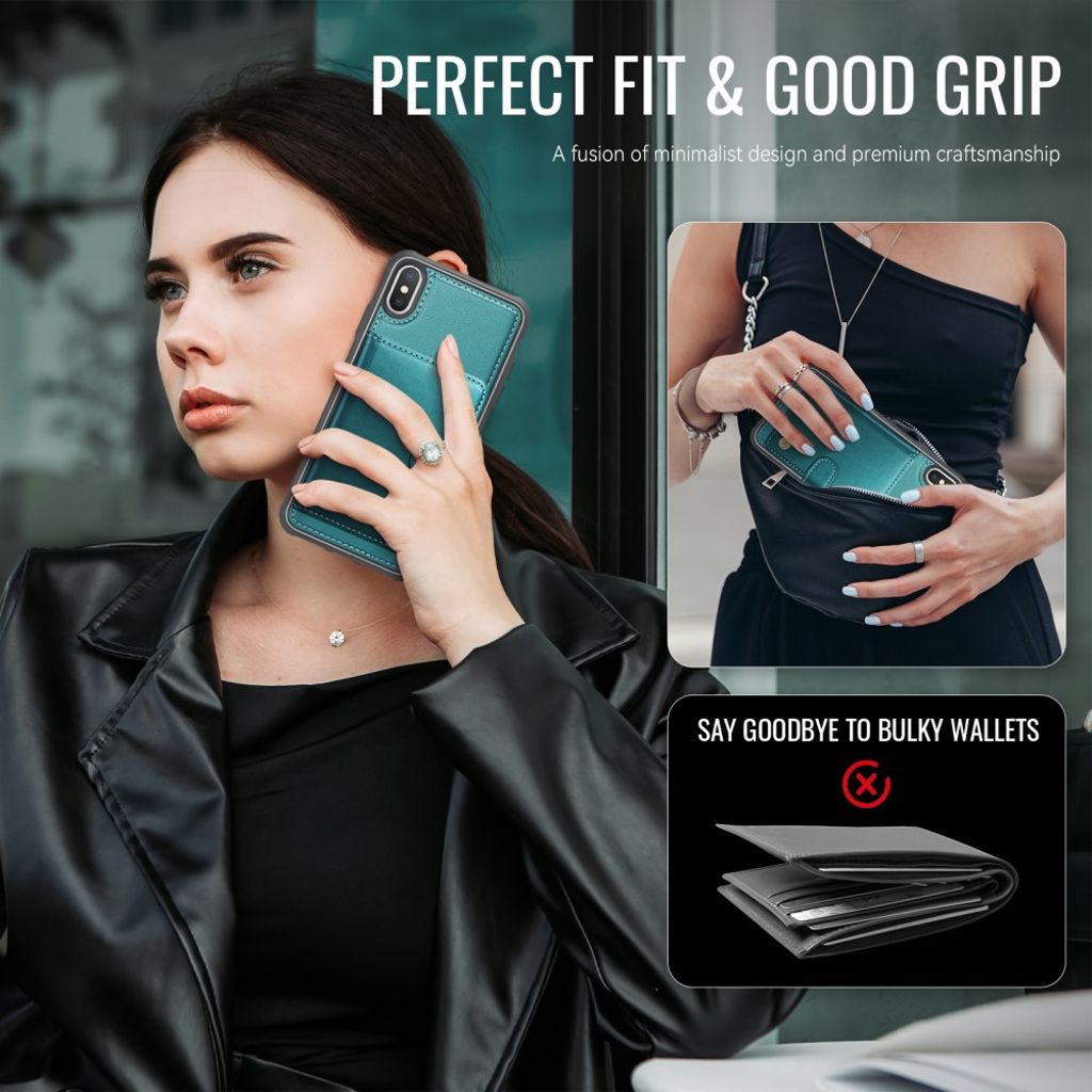 JEEHOOD iPhone XS Max Cover med RFID Kortholder og MagSafe – Grøn