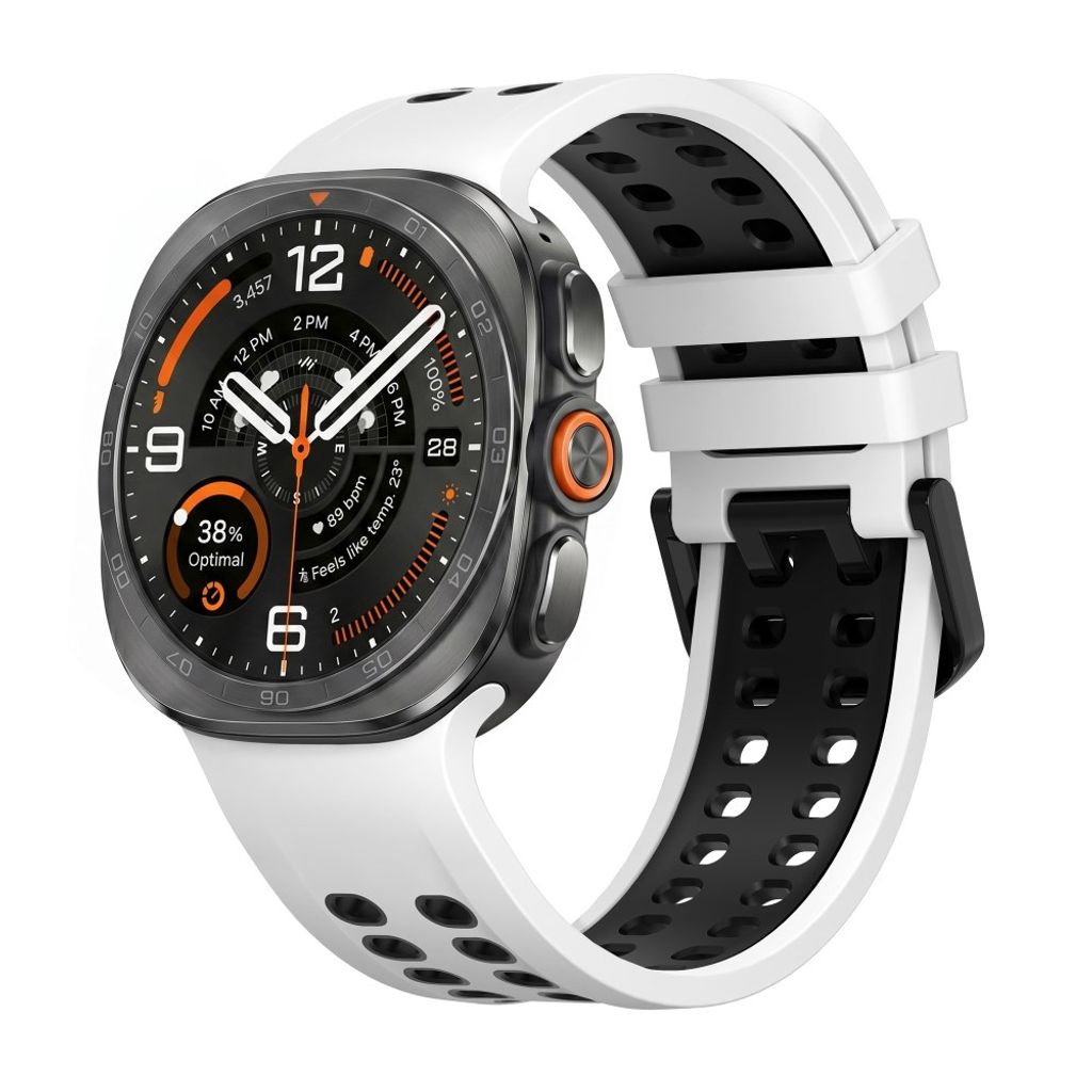 Samsung Galaxy Watch Ultra/Ultra2 Tofarget silikon klokkerem med dobbel spenne - Hvit/Svart