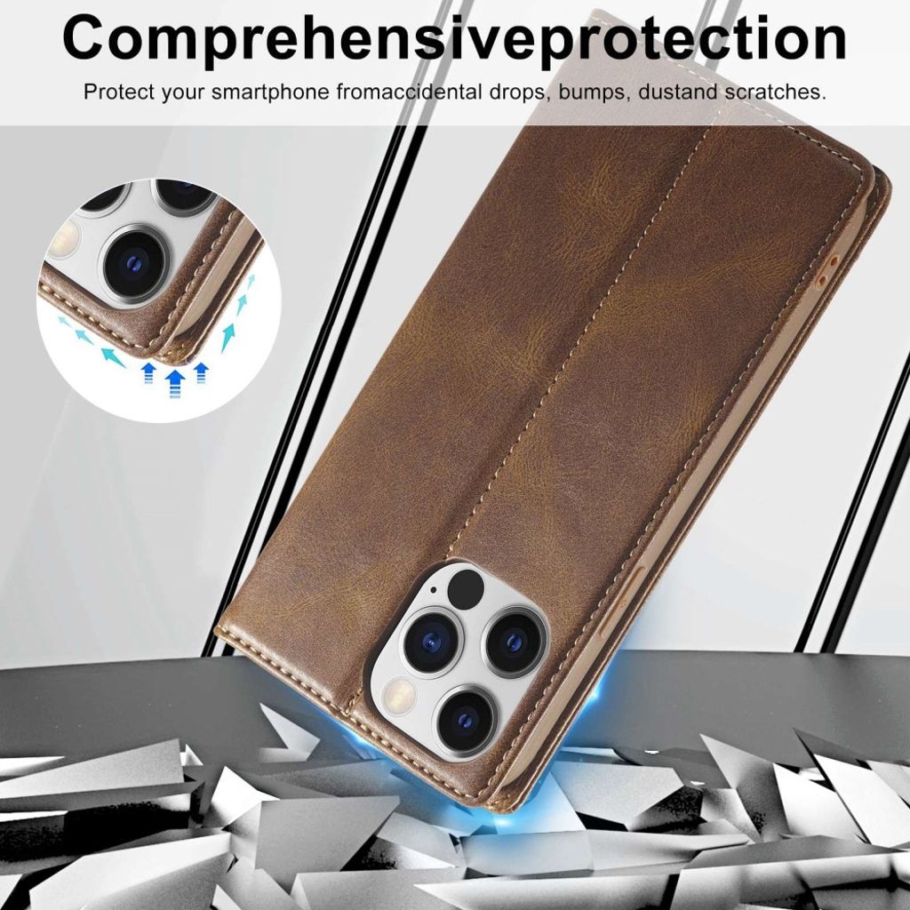 LC.IMEEKE iPhone 13 Pro Max Lompakkokotelo RFID-estävä - Ruskea