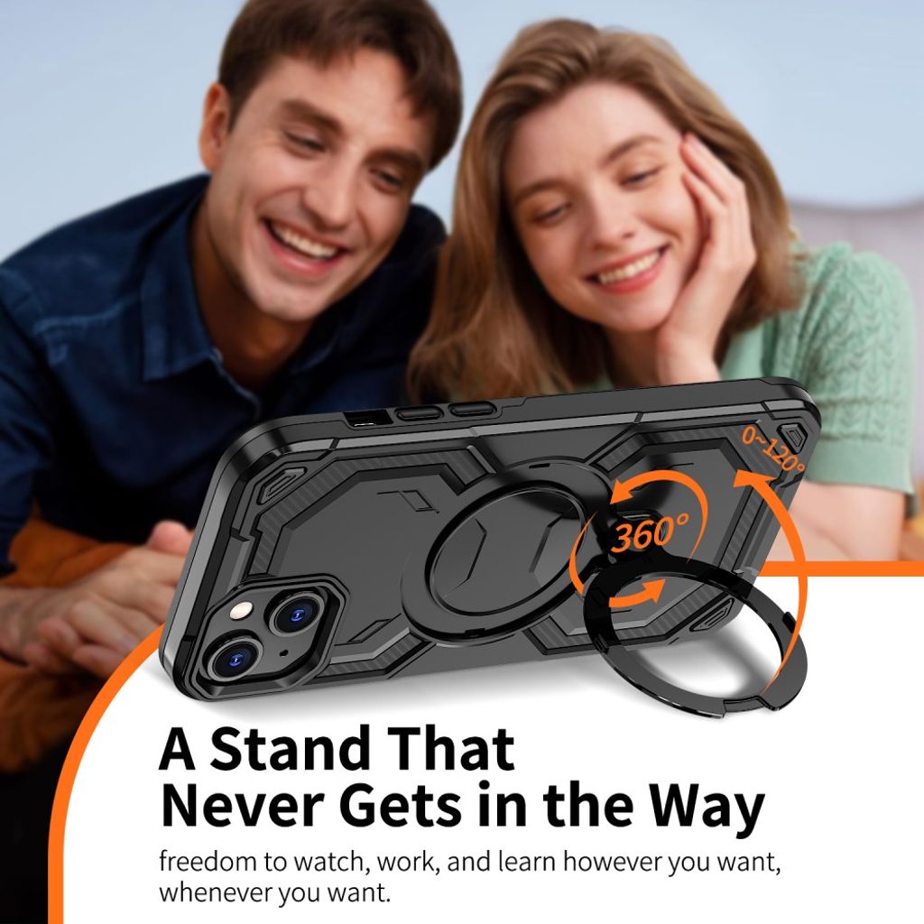 iPhone 13 Magnetic Ring Kickstand Case - Black