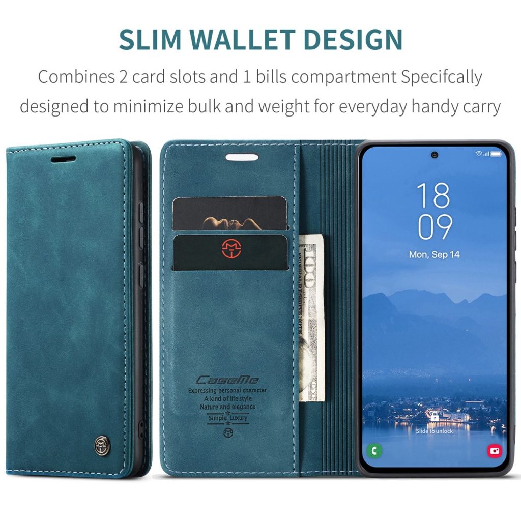 CASEME Samsung Galaxy S25 FE Plånboksfodral med Kortfack - Blå