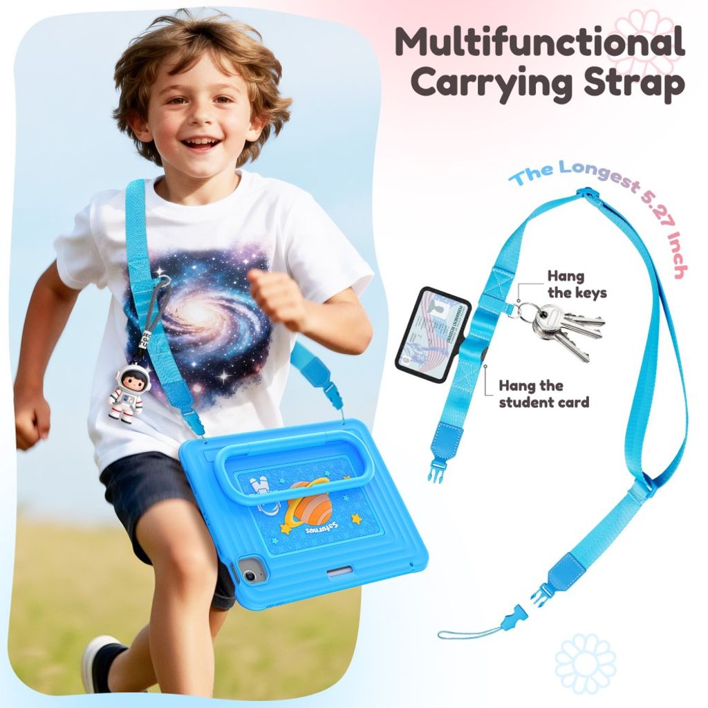 Lasten kuori jalustalla iPad Airille/Prolle 11" - vaaleansininen