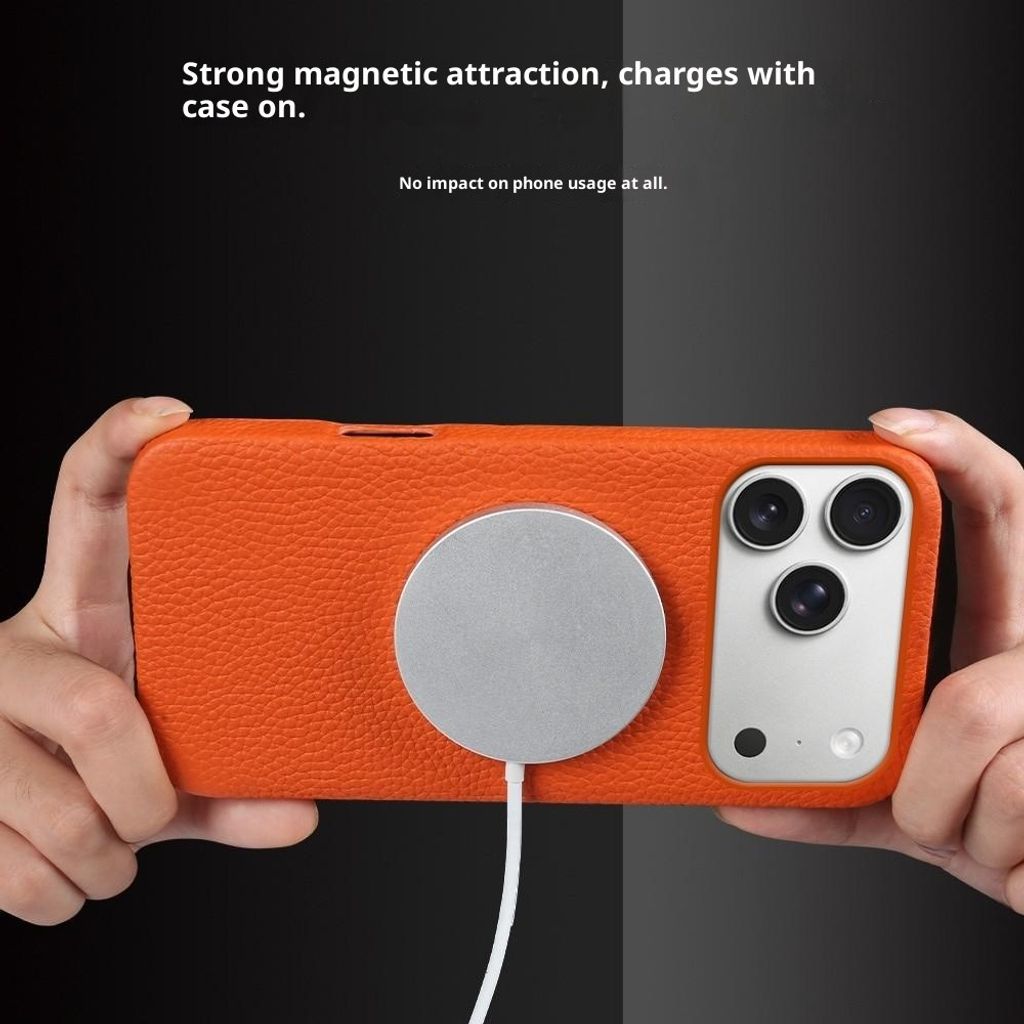 iPhone 18 Pro Max/17 Pro Max Deksel MagSafe Ekte Skinn – Rosa