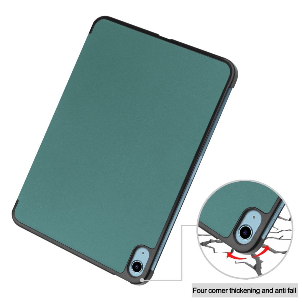 iPad A16 11" 2025/10.9" 2024 Tri-fold flip cover i kunstlæder - Grøn