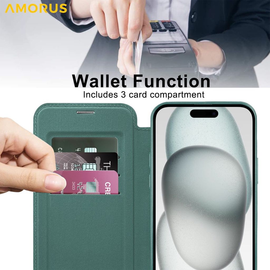 AMORUS iPhone 15 Cover with MagSafe - Green