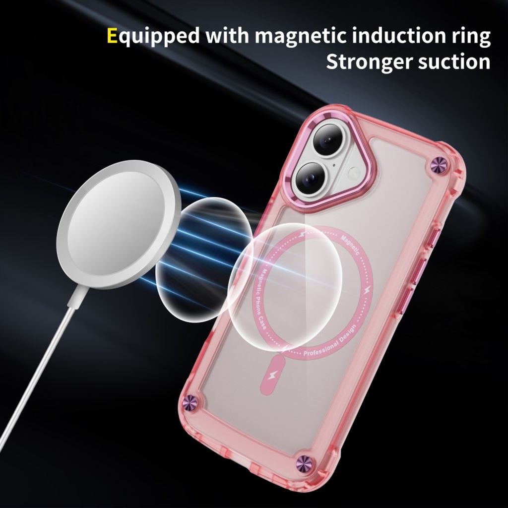 iPhone 17 MagSafe-yhteensopiva Kuori - läpinäkyvä pinkki
