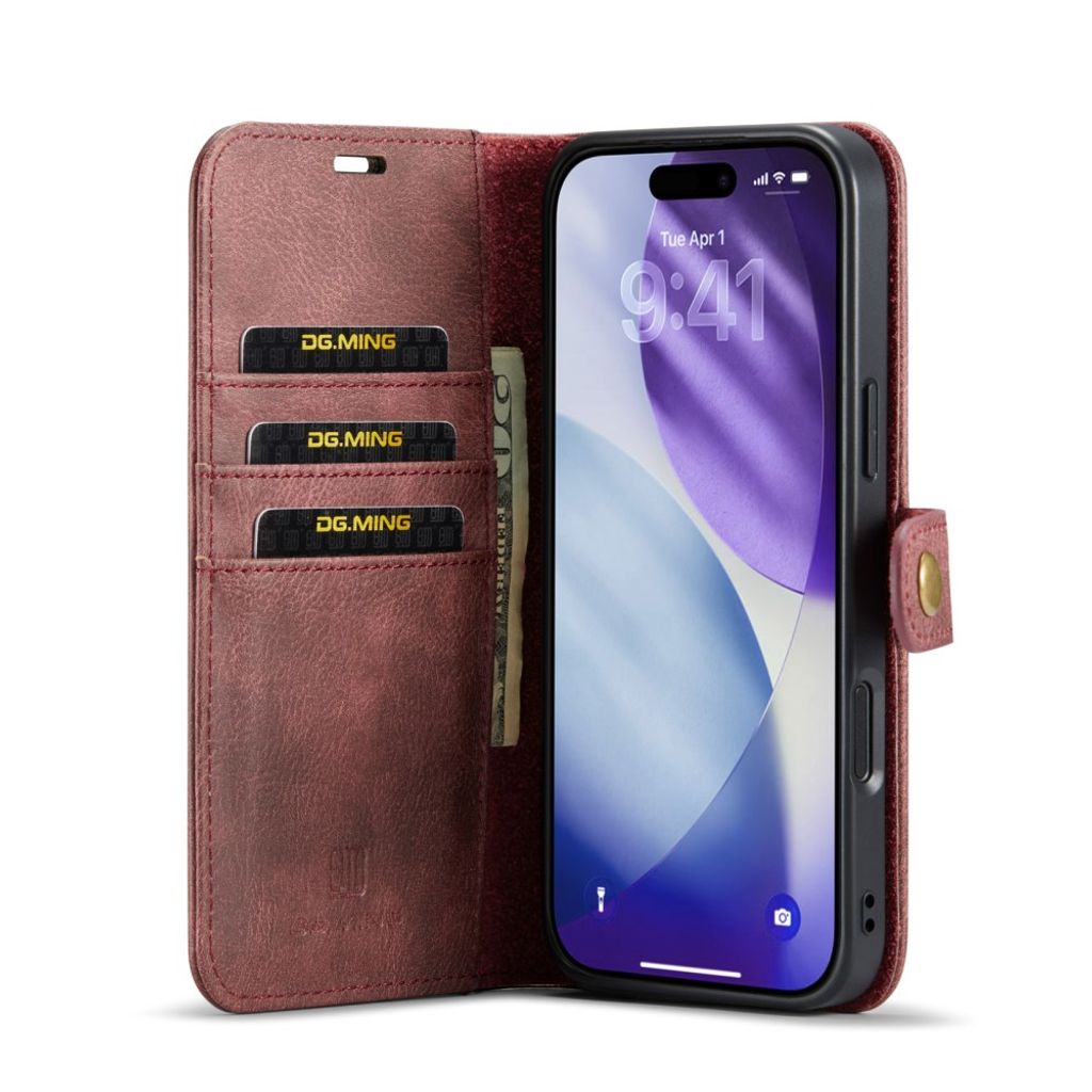 DG.MING iPhone 18 Pro Max/17 Pro Max Etui med Avtakbar Lommebok - Rød