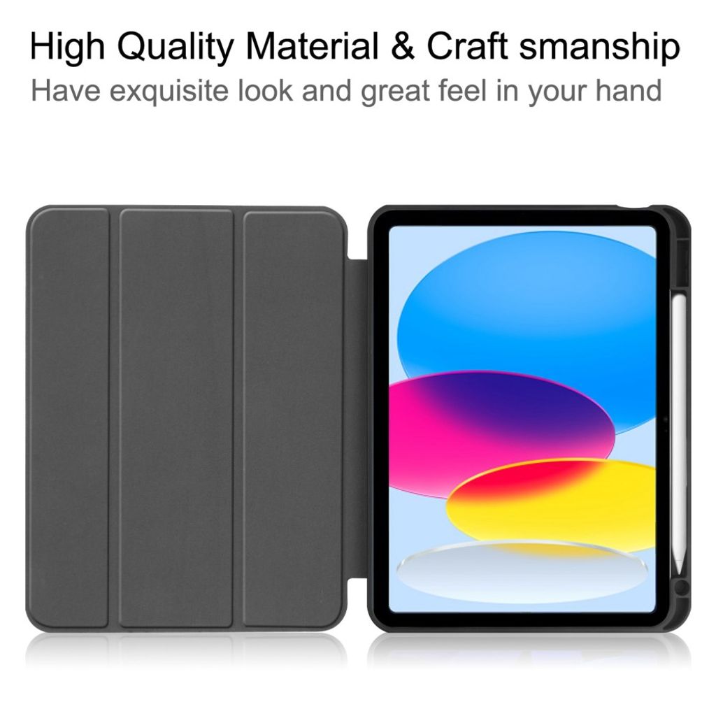 iPad A16 11" 2025/10.9" 2024 Tri-fold flip cover i PU-læder med holder til styluspen - Rose guld