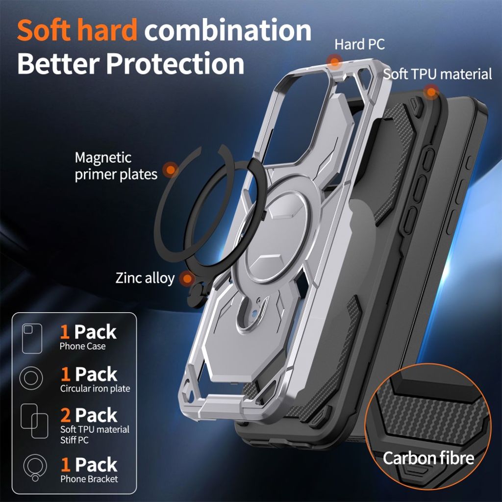 iPhone 13 Pro Max Magneettinen Kuori Rengaspidikkeellä - Harmaa