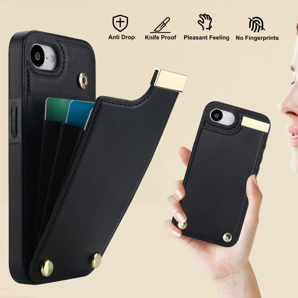 iPhone 16e Case with Card Holder - Black