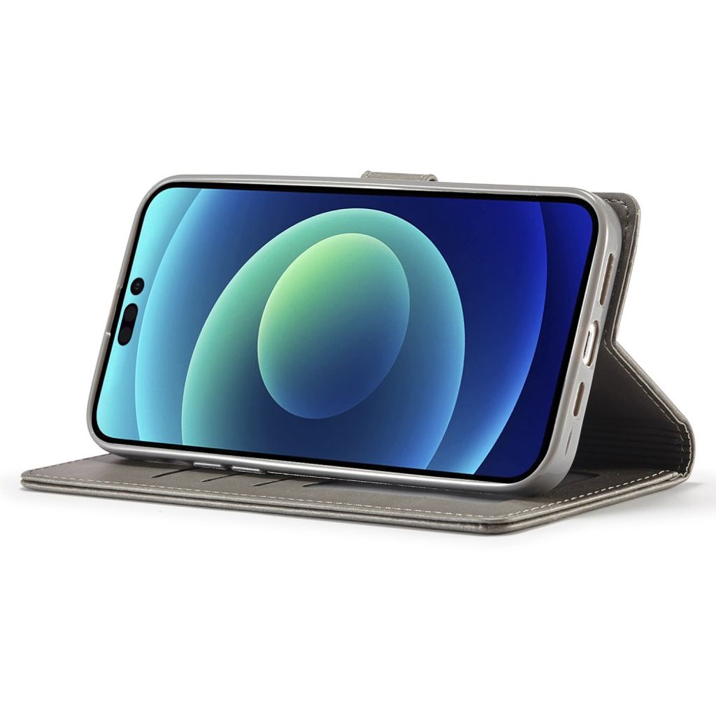 LC.IMEEKE iPhone 15 Pro Max Wallet Cover - Grey