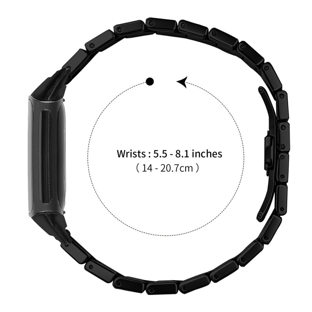 Fitbit Charge 6 / Charge 5 Urrem Rustfrit Stål – Sort