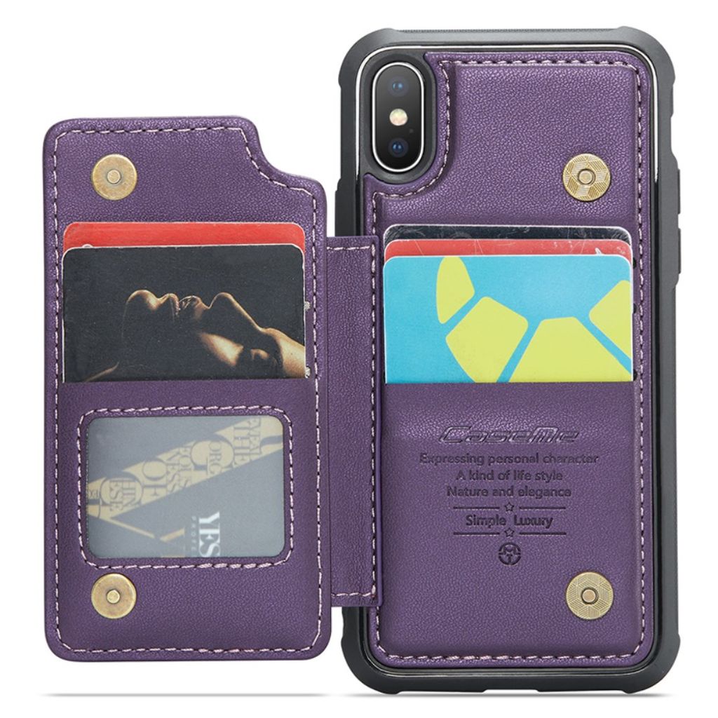 CASEME iPhone XS Max Pungcover med RFID-blokerende Kortholder – Lilla