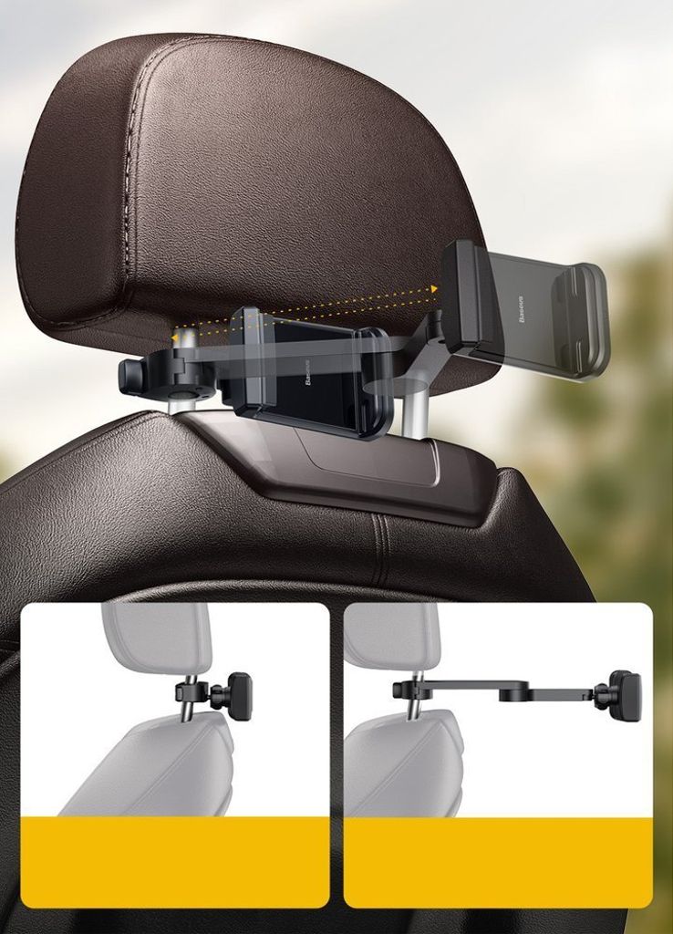 Baseus nakkestøtte mobilholder med 15W Qi oplader – sort (WXHZ-01)