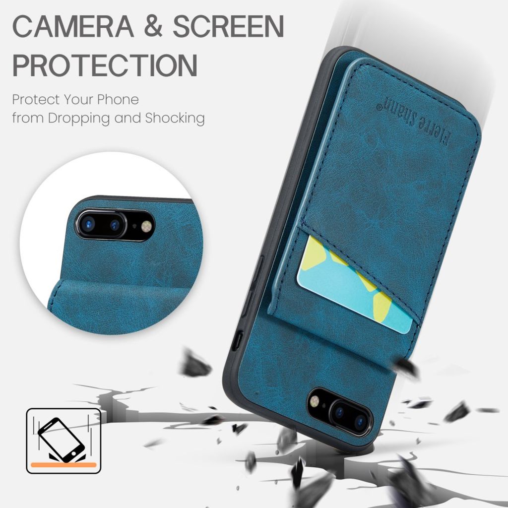 FIERRE SHANN iPhone 7 Plus / 8 Plus Skal med Kortfack - Blå