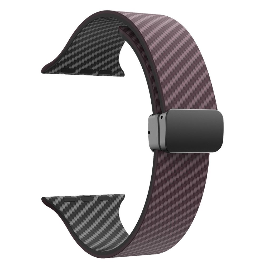 Apple Watch 42 / 41/ 40 / 38mm Klockarmband kolfibertextur - Mörkbrun/Svart