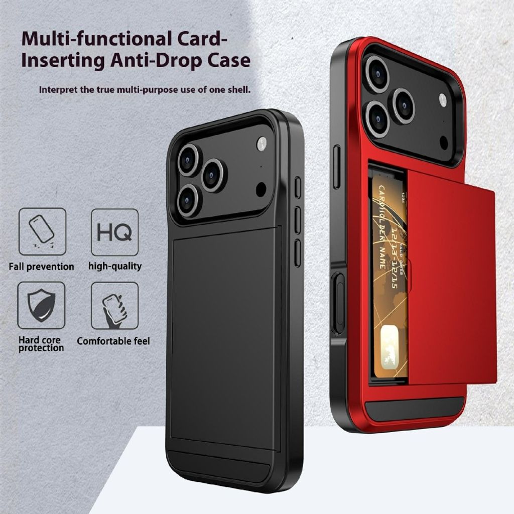 iPhone 18 Pro / 17 Pro Deksel med Kortlomme - Svart