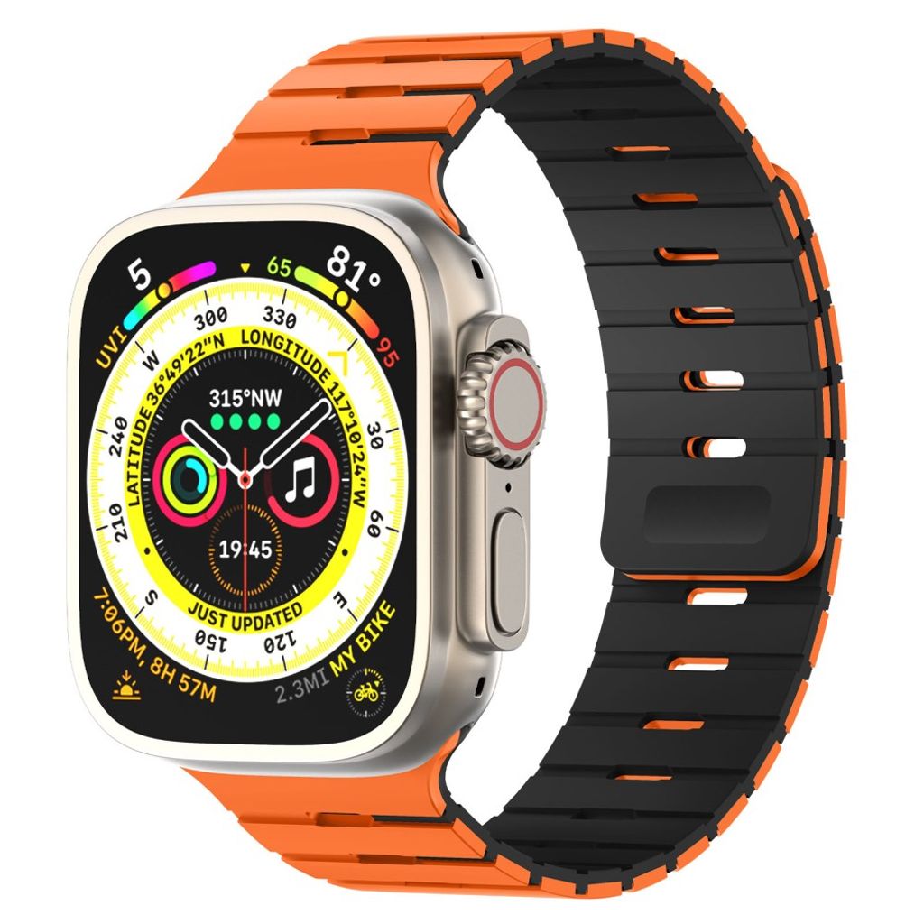 Apple Watch 49/46/44/42mm Tvåfärgat Klockarmband Silikon - Orange/Svart