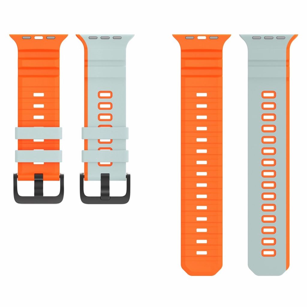 Apple Watch 49/46/44/42mm Tvåfärgat Klockarmband Silikon - Grå/Orange
