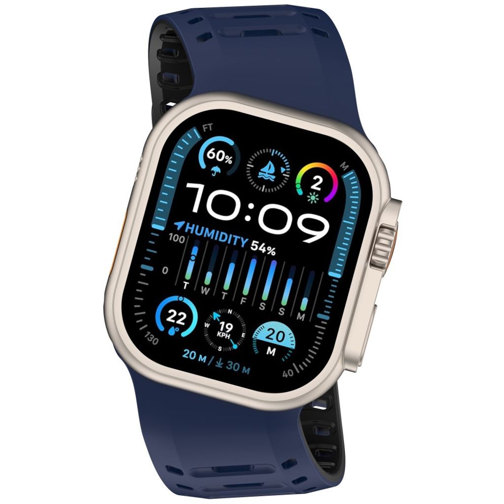 Apple Watch 49/46/44/42mm Klockarmband i Silikon Magnetisk - Blå/Svart