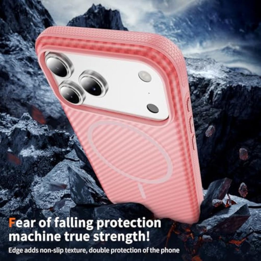 iPhone 18 Pro Max/17 Pro Max MagSafe Deksel Karbonfibertekstur - Rosa