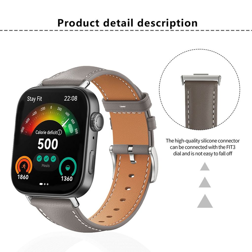 Huawei Watch Fit 3/4 Kellonranneke aitoa nahkaa - Ruskea