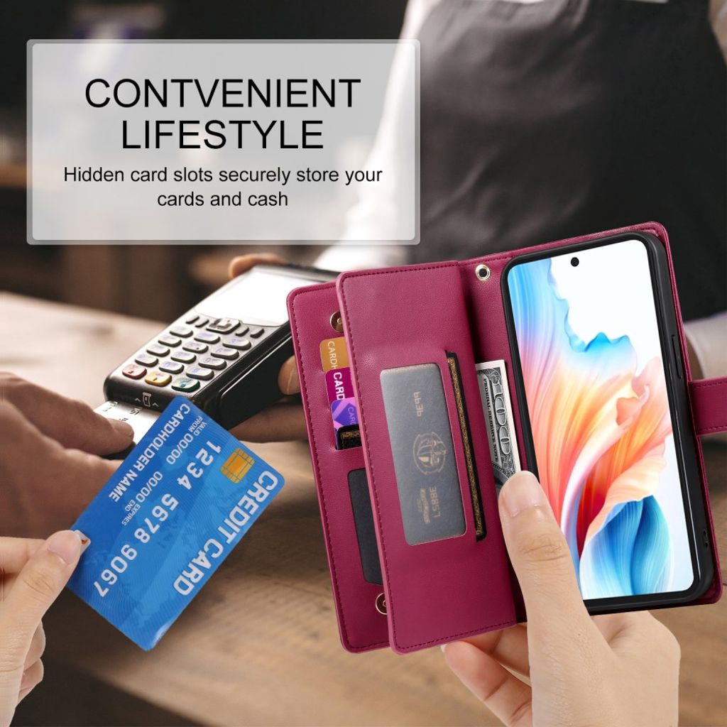 Samsung Galaxy S26 Plånboksfodral med Rem och Myntfack – Röd