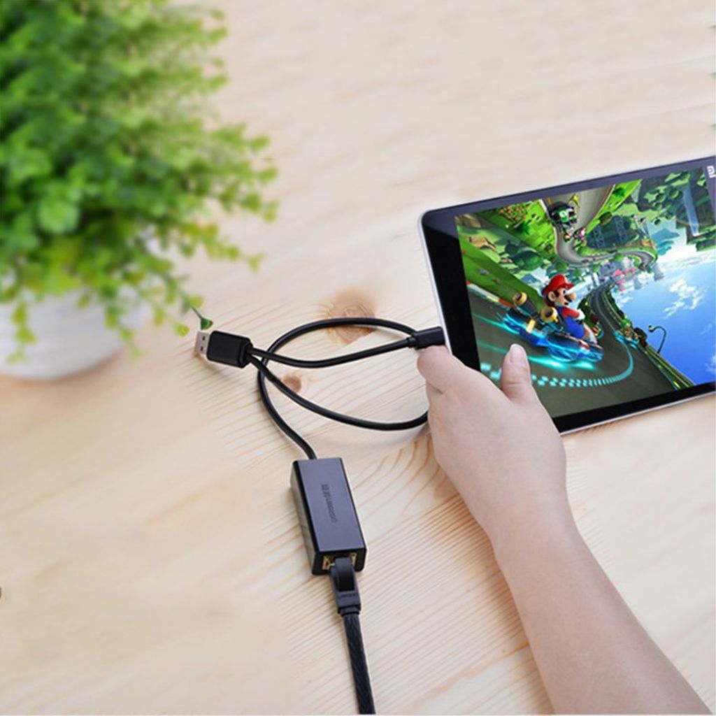 Ugreen eksternt nettverkskort RJ45 til USB 2.0 – svart (CR110 20254)
