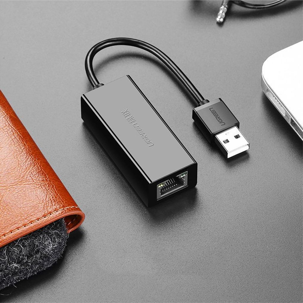 Ugreen eksternt nettverkskort RJ45 til USB 2.0 – svart (CR110 20254)