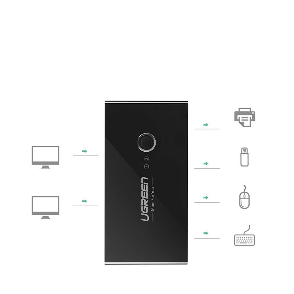 Ugreen switch box HUB switch 4x USB 3.2 Gen 1 USB splitter for to datamaskiner svart (US216 30768)