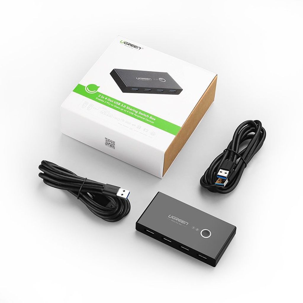 Ugreen switch box HUB switch 4x USB 3.2 Gen 1 USB splitter for to datamaskiner svart (US216 30768)