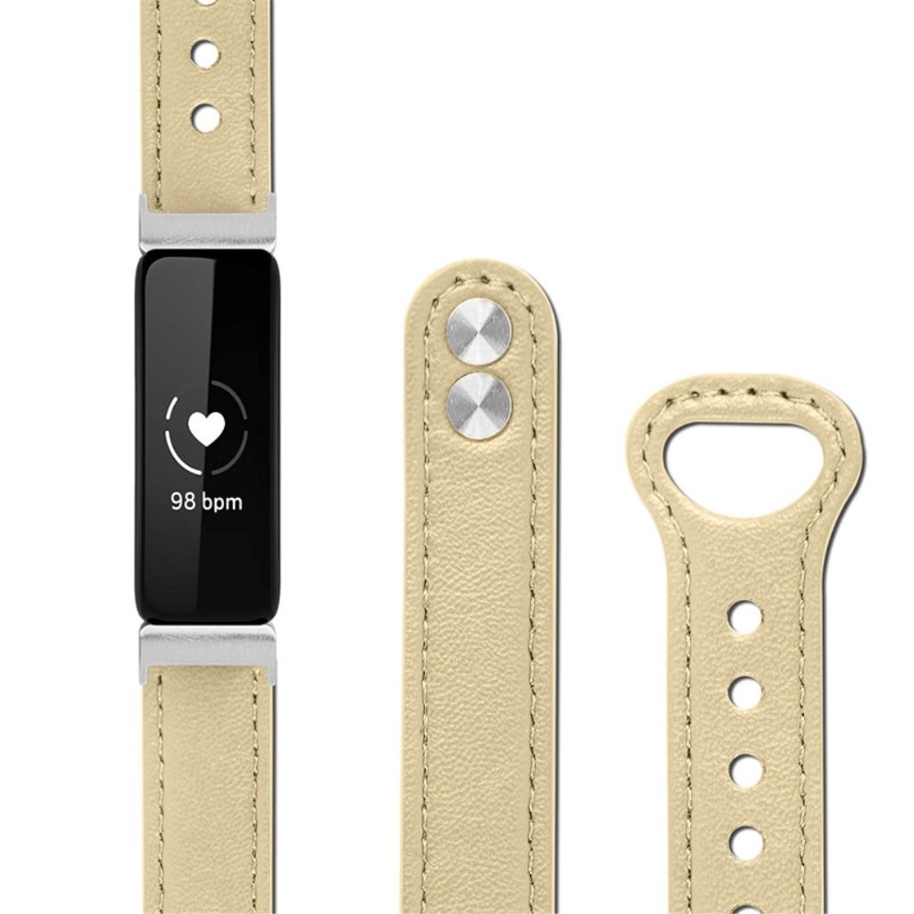 Fitbit Inspire/Inspire HR/Inspire 2/Ace 2 Klokkereim i ekte skinn – Beige