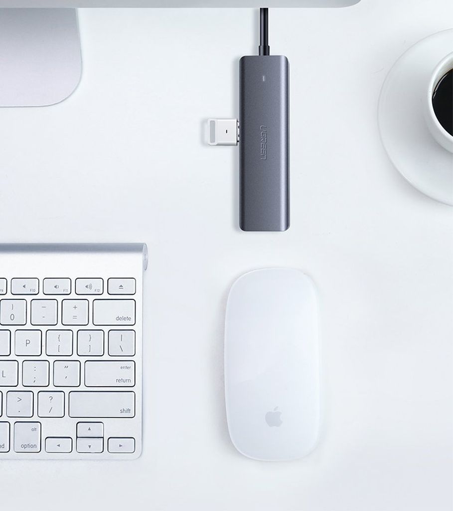 Ugreen USB Type C HUB - 4x USB 3.2 + USB-C power, harmaa