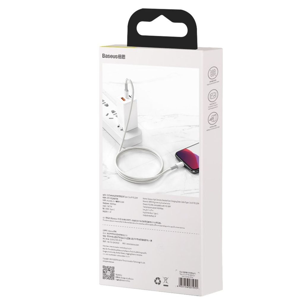 Baseus CATLGD-A02 Lightning - USB-C PD kabel 20W 480Mb/s 2m - hvit