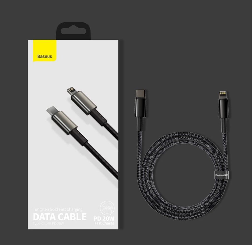 Baseus CATLWJ-A01 Lightning til USB-C PD 20W 480Mb/s 2m kabel – sort