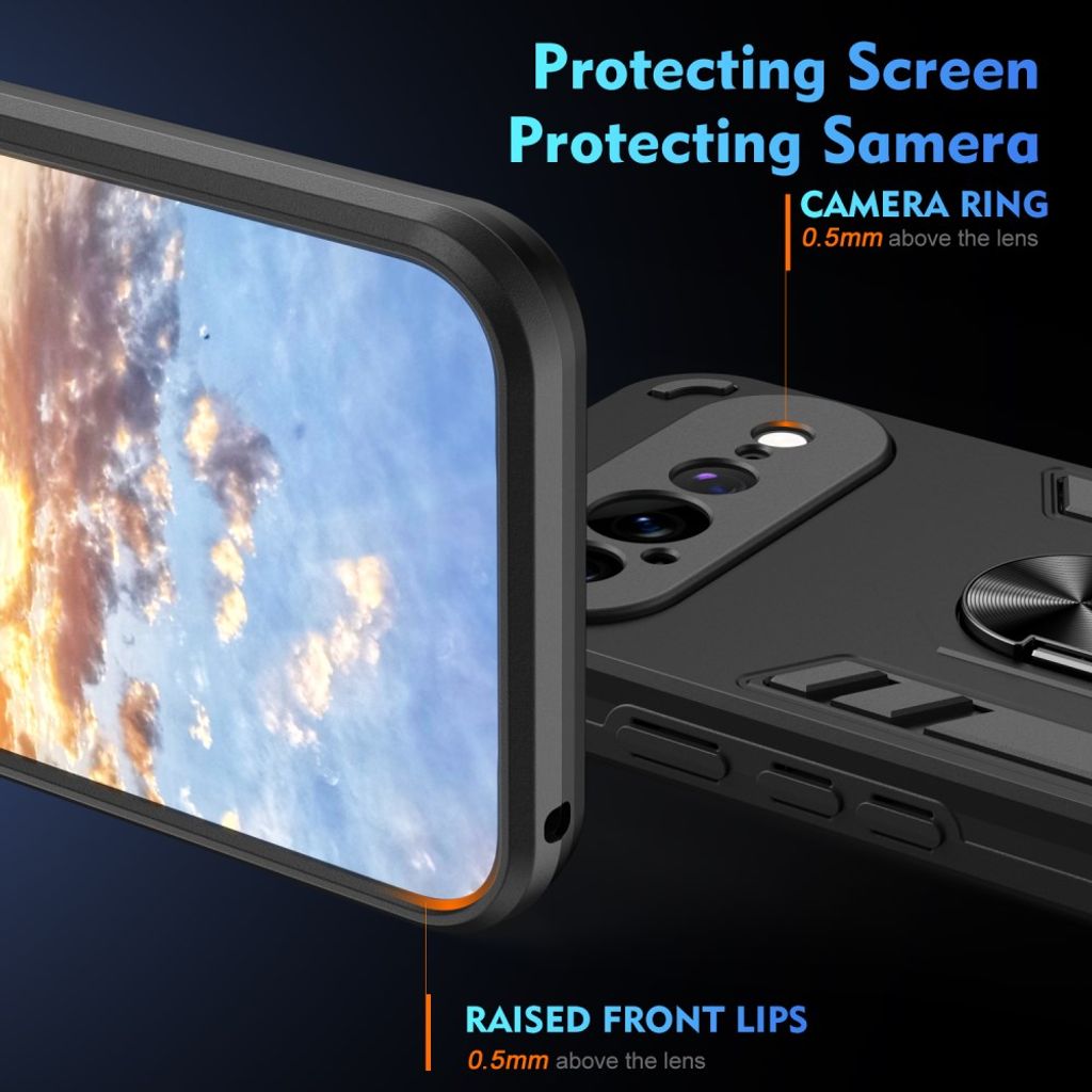 Google Pixel 11 Pro XL Deksel med ringstøtte - Svart