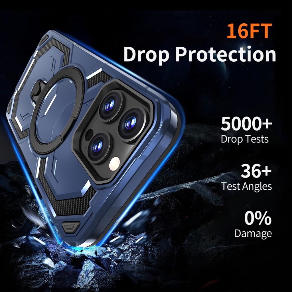 iPhone 13 Pro Max Magneettinen Kuori Ring Kickstand – Sininen