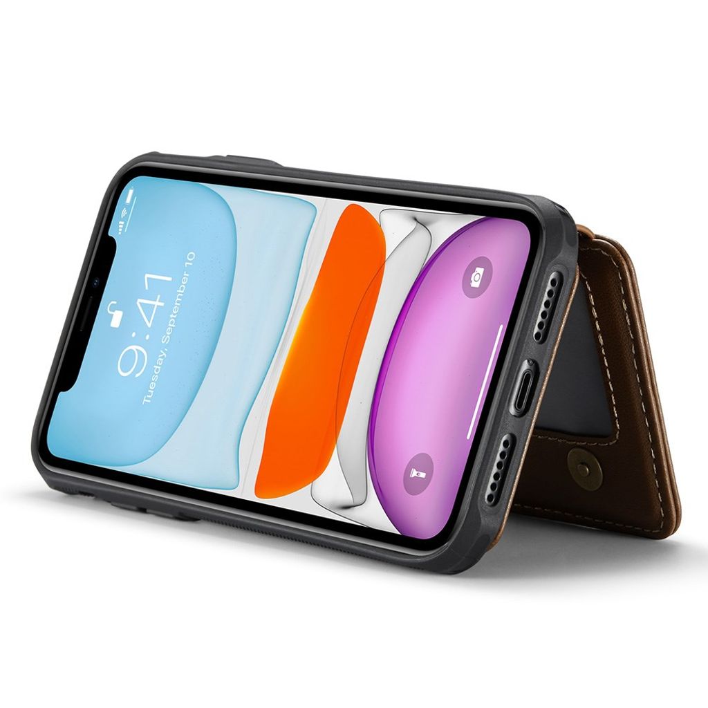 Jeehood iPhone 11 Skal med Magnetisk Avtagbar Korthållare – Brun