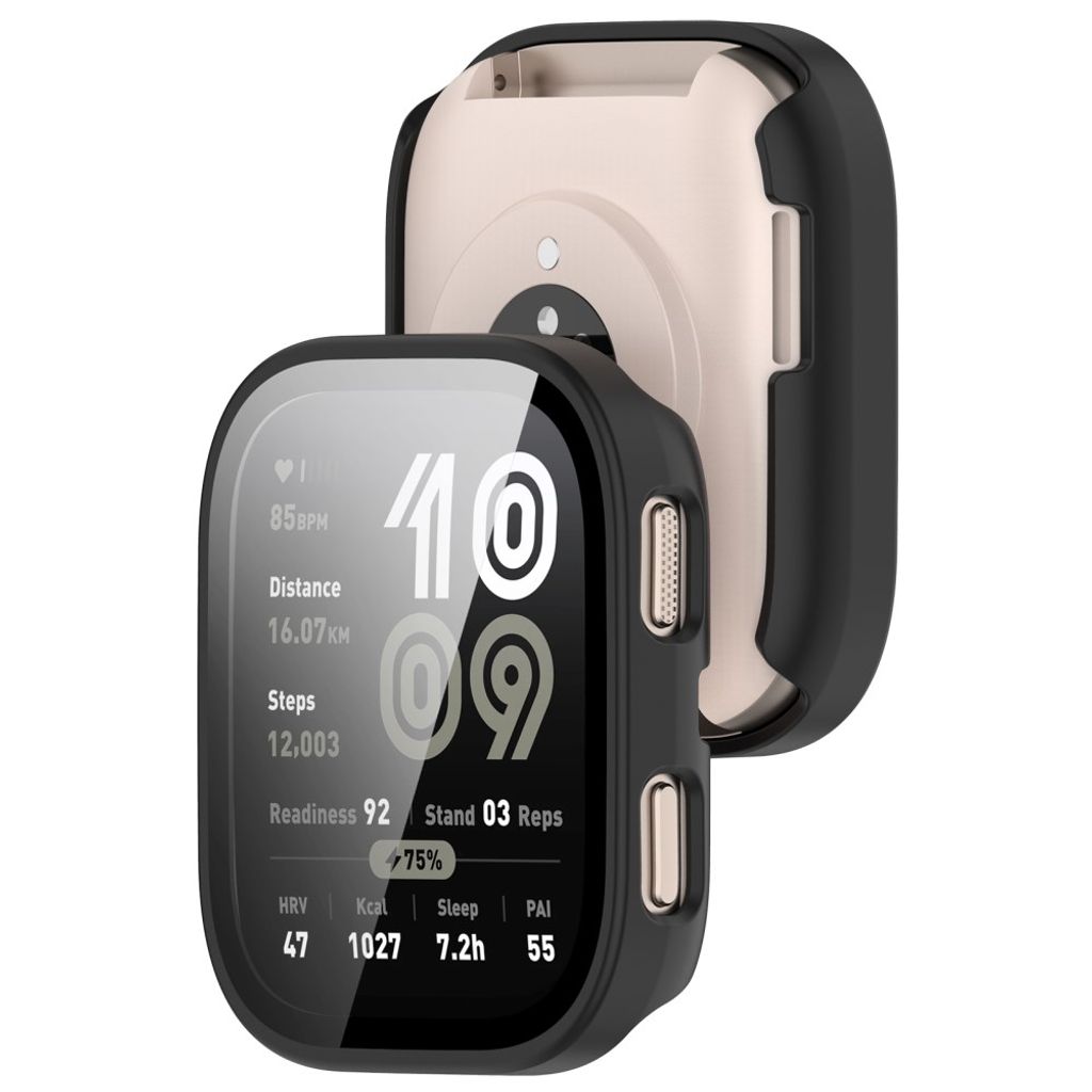 Huami Amazfit Bip 6-deksel med skjermbeskytter i herdet glass – svart