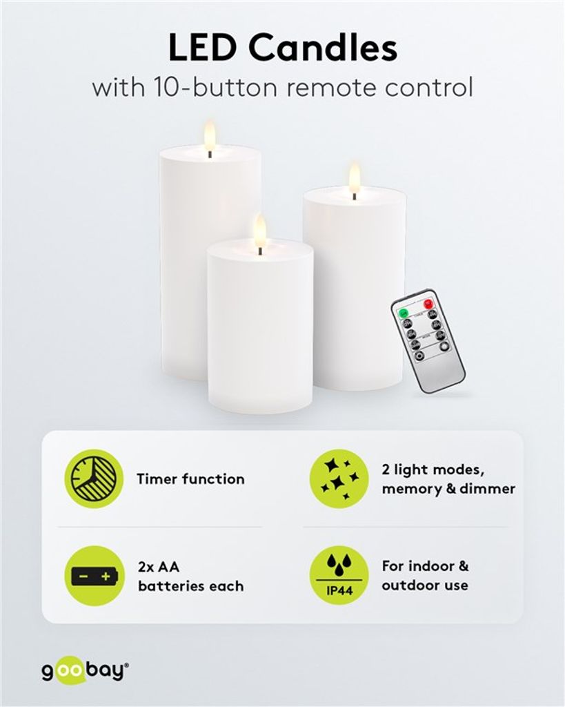 Goobay LED-ulkovalot, 3 kpl – Valkoinen